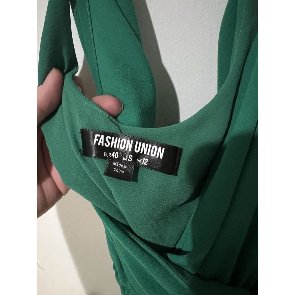 Fashion Union Women's Jumpsuit Small Green Tank Sleeveless Stretch Spaghetti - Picture 5 of 7